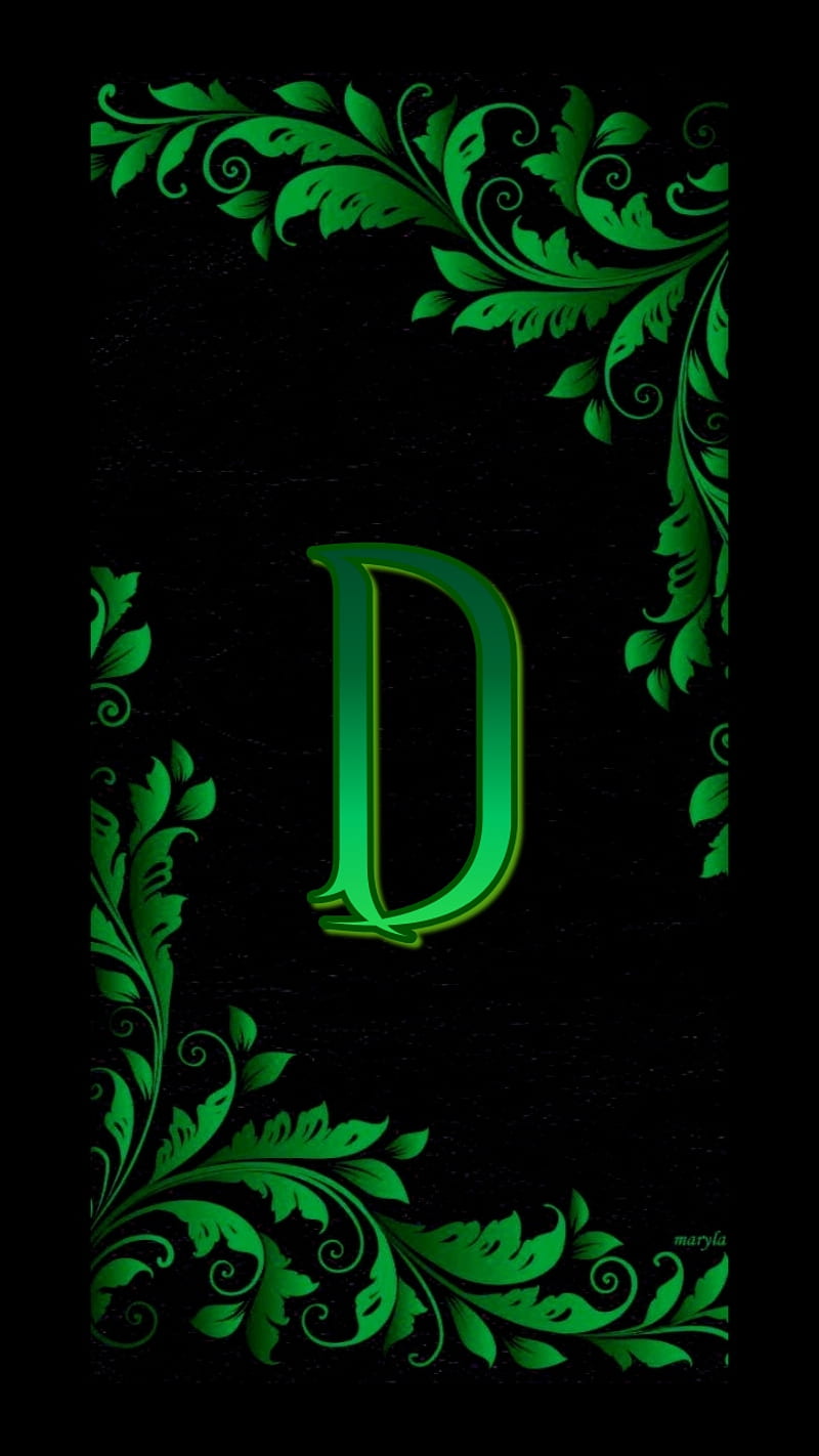 Verde brillante d, alfabeto, brillante, desenho, letra d, literas,  naturaleza, Fondo de pantalla de teléfono HD | Peakpx