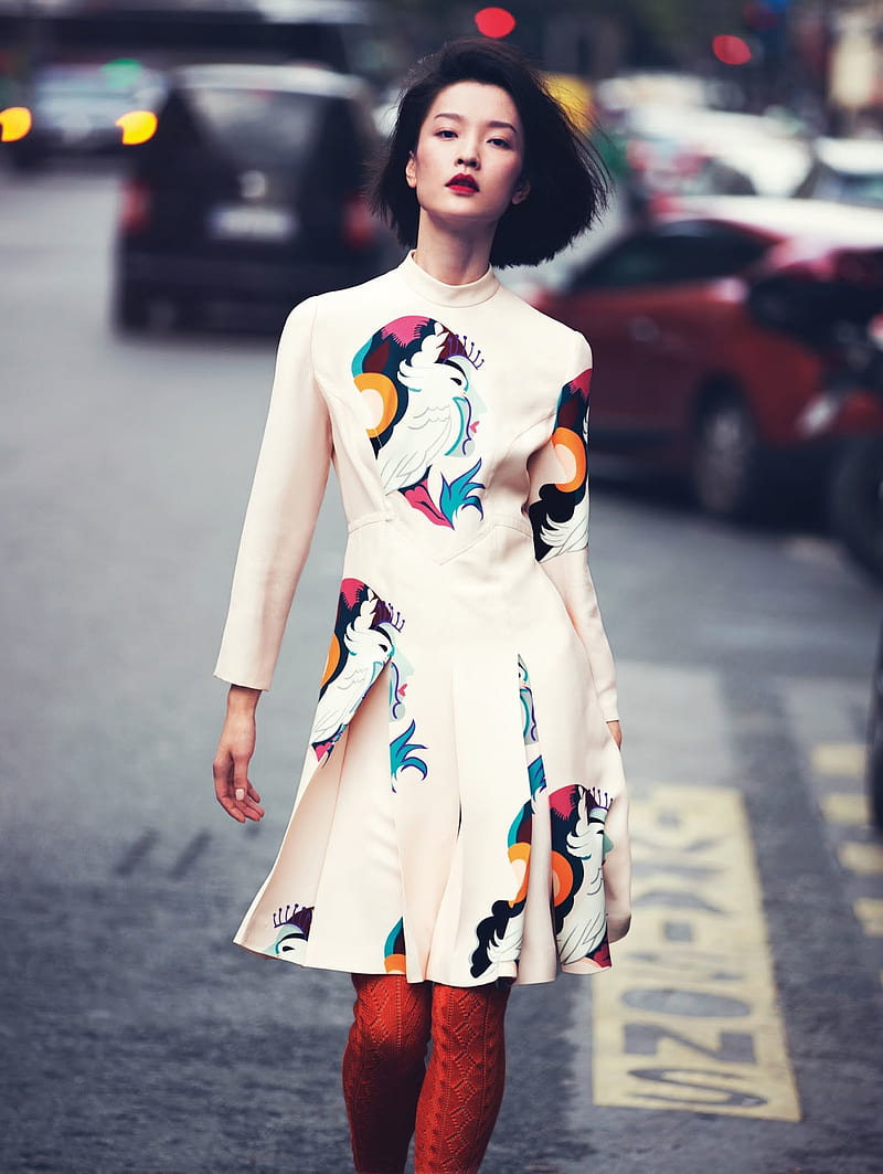 Du Juan, model, Asian, women, Chinese, short hair, street, walking, HD phone wallpaper