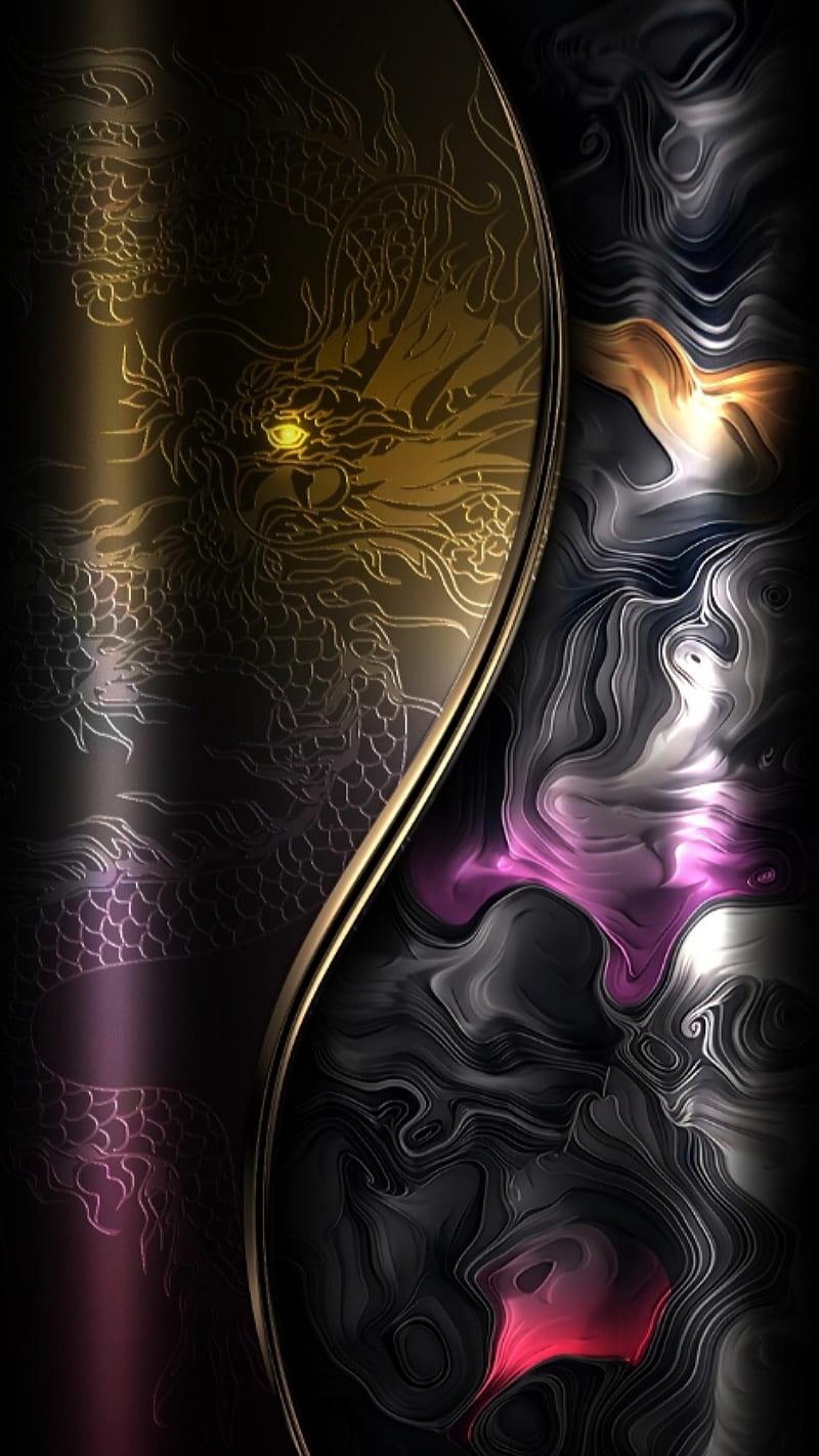 Waves, gold, art, edge, colors, design, HD phone wallpaper