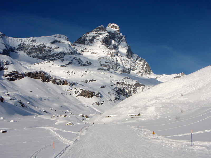 The Last Run, snow, cervinia, sunshine, skiing, ski, winter, HD wallpaper