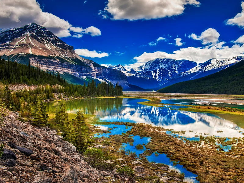 Jasper National Park-Alberta, Canada, hills, lovely, bonito, lake ...