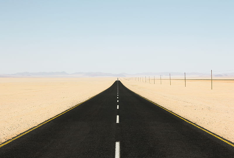 Desert Road, desert, road, nature, mountains, sky, clear-sky, HD wallpaper