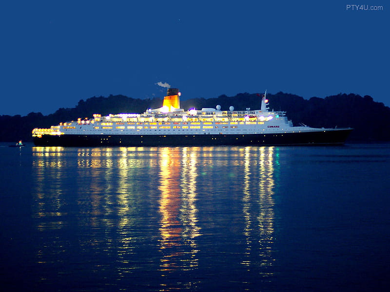 the vessel, cruise, vessel, ship, night, HD wallpaper