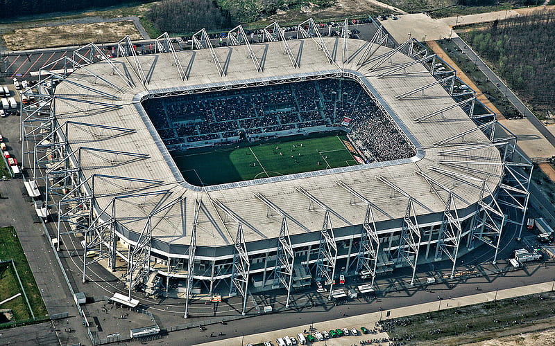 Borussia Park, Monchengladbach, Germany, Borussia Monchengladbach stadium, bundesliga, german football stadium, top view, HD wallpaper