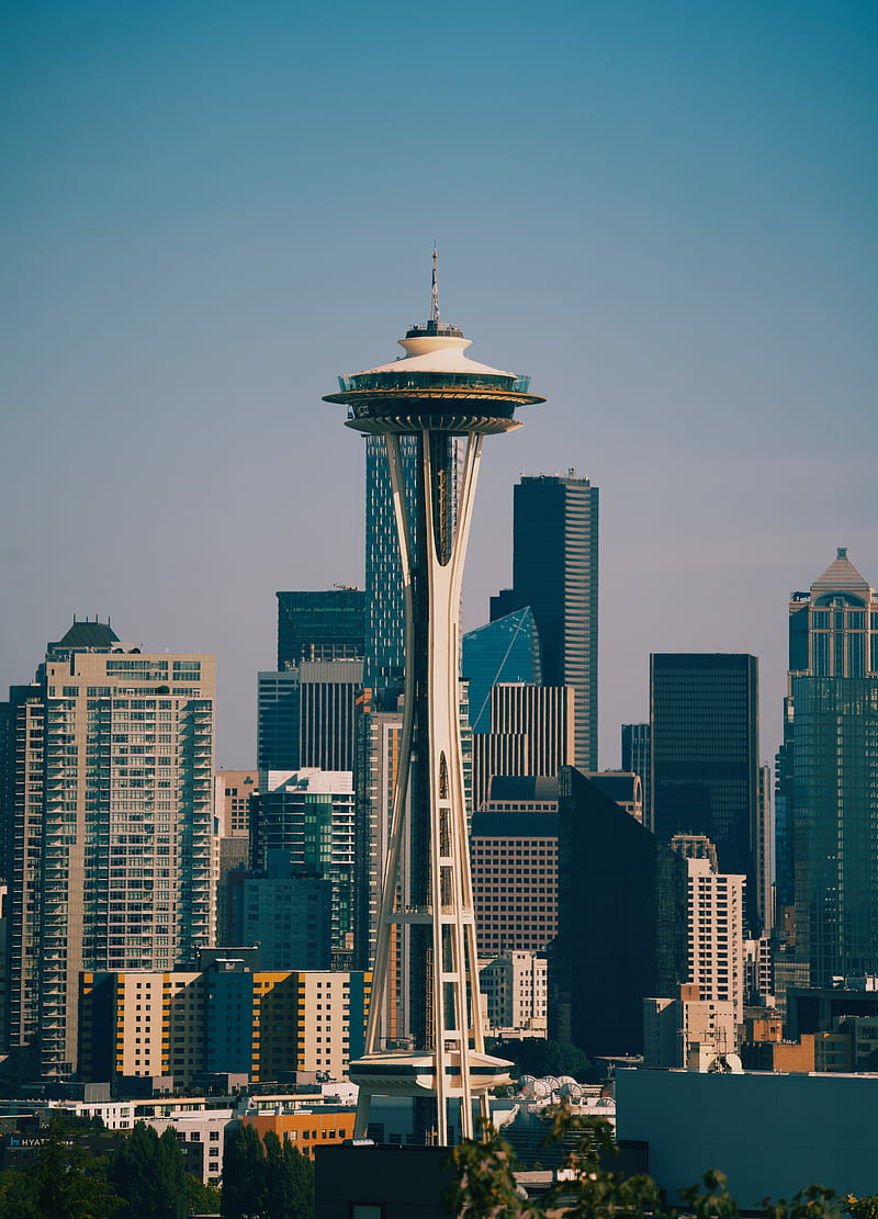 city, buildings, tower, skyscrapers, architecture, seattle, usa, HD phone wallpaper