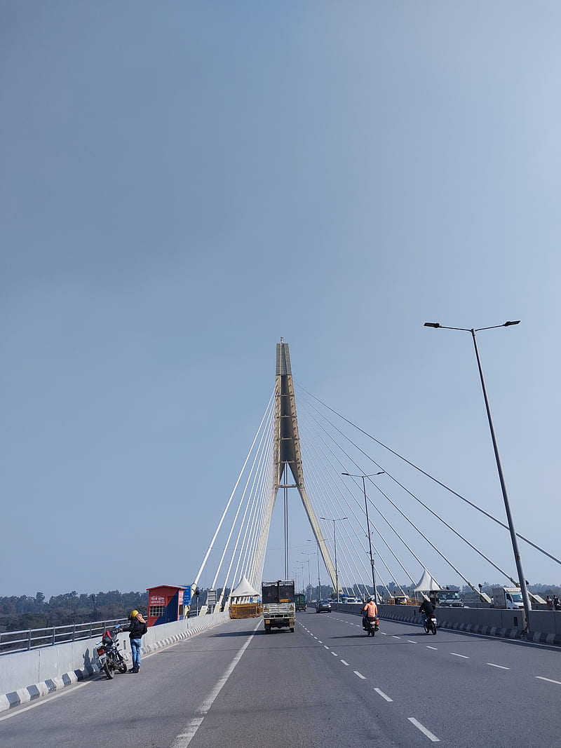 Signature Bridge, delhi, highway, india, ship, sku, sky, HD phone wallpaper
