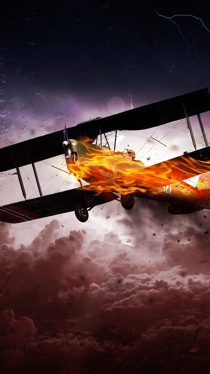 plane on Fire , graphy, flying machine, HD phone wallpaper
