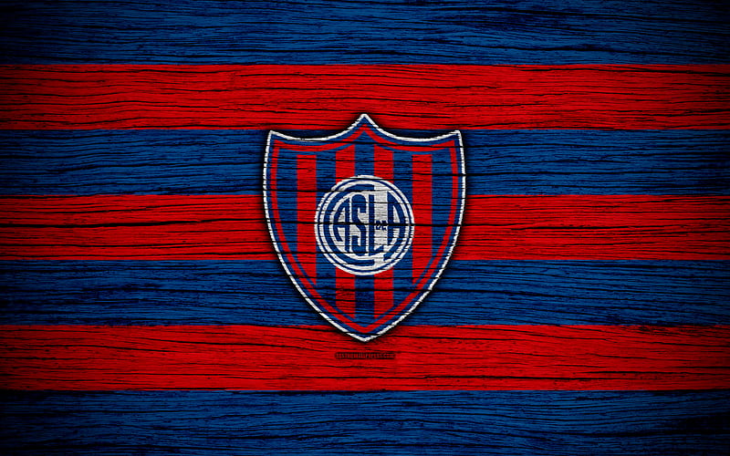 San Lorenzo de Almagro Superliga, logo, AAAJ, Argentina, soccer, San Lorenzo de Almagro FC, football club, wooden texture, FC San Lorenzo de Almagro, HD wallpaper