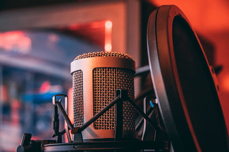 gray microphone beside of condenser, HD wallpaper