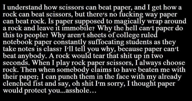 Rock paper Scissors, text, rock, scissors, words, black, epic, quote, funny, paper, white, HD wallpaper