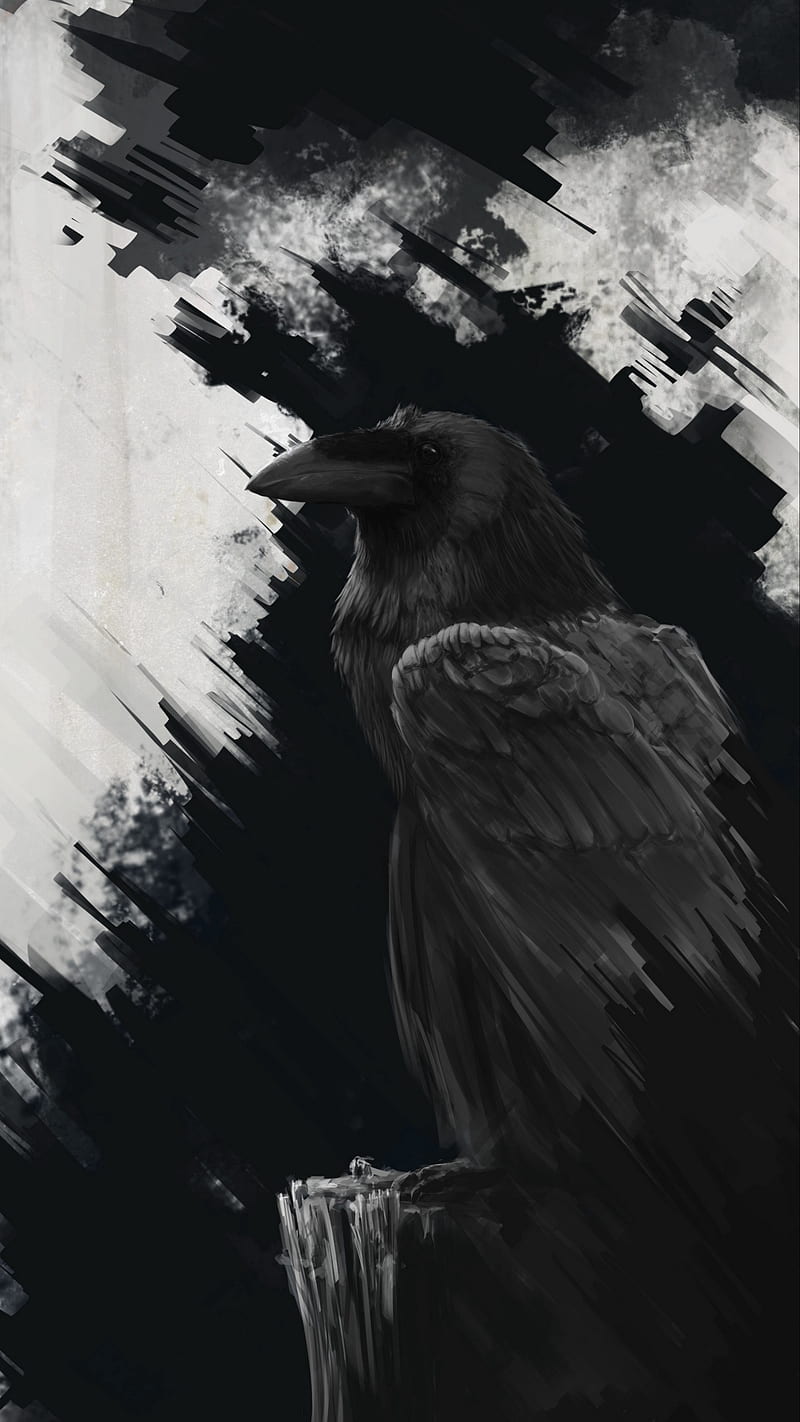 Raven, black, crow, dark, nevermore, nightmare, sad, scary, silence, wings, HD phone wallpaper