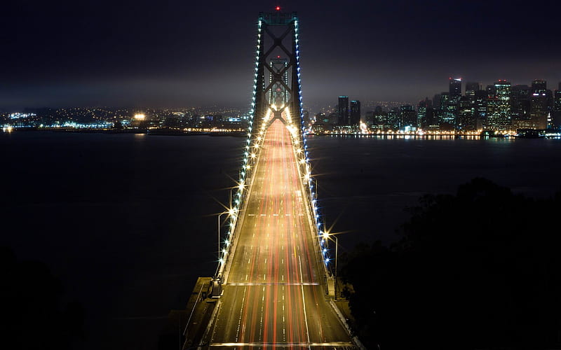 lighted bridge-City landscape, HD wallpaper