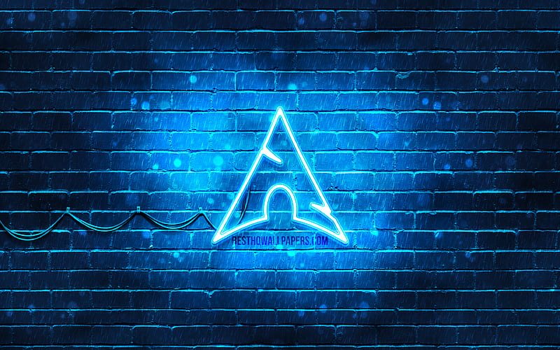 Arch Linux blue logo OS, blue brickwall, Arch Linux logo, Linux, Arch Linux neon logo, Arch Linux, HD wallpaper