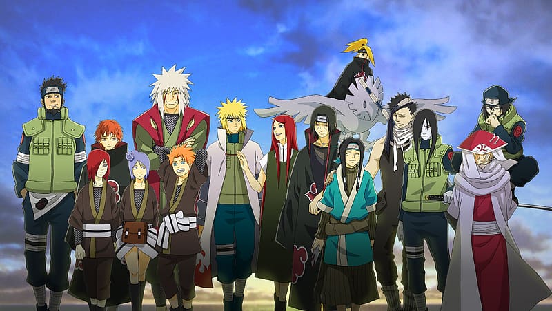 Anime, Naruto, Itachi Uchiha, Minato Namikaze, Pain (Naruto), Konan (Naruto), Sasori (Naruto), Jiraiya (Naruto), Orochimaru (Naruto), Zabuza Momochi, Haku (Naruto), Deidara (Naruto), Kushina Uzumaki, Nagato (Naruto), Hayate Gekkō, HD wallpaper