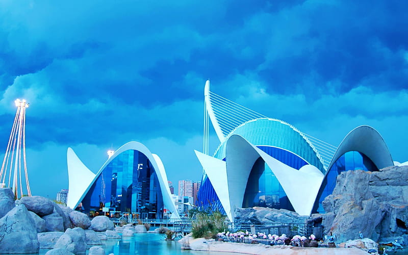 City of Arts and Sciences Valencia Spain-Architectural landscape, HD wallpaper