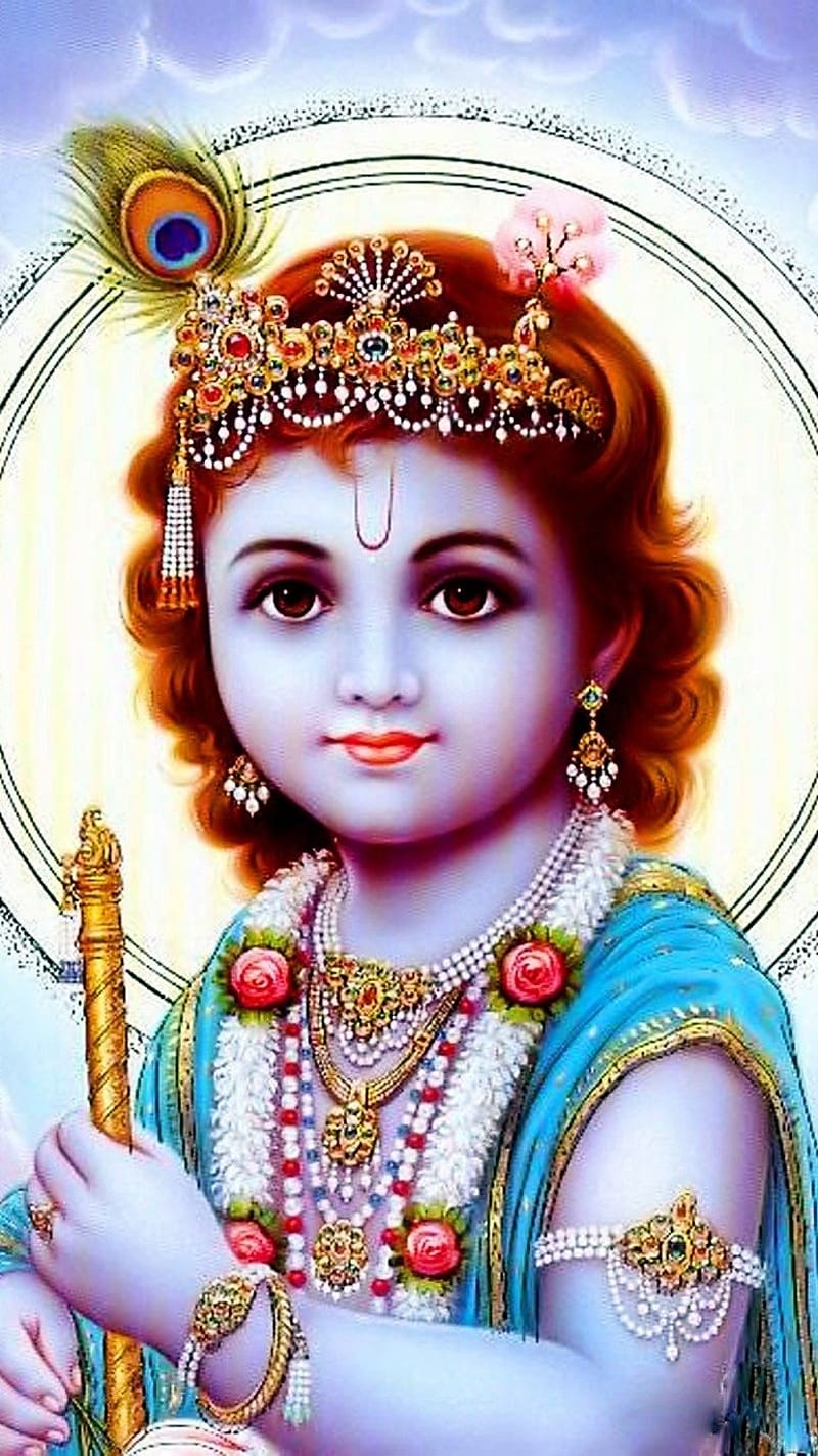 Shree Krishna, Clouds Background, lord, god, kanha, HD phone wallpaper