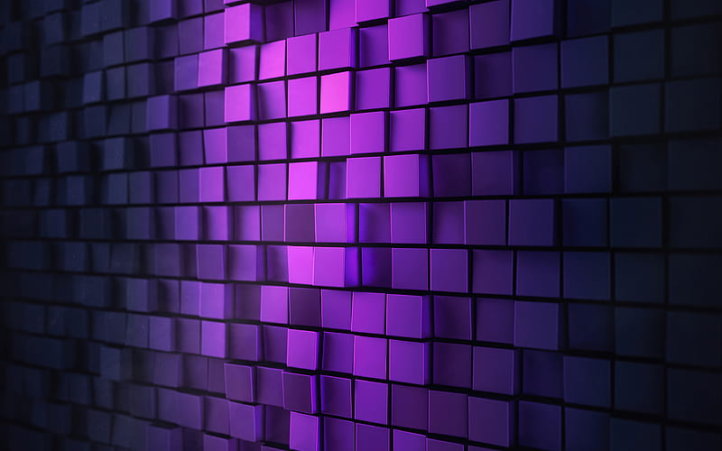 violet cubes 3D cubes texture, violet backgrounds, creative, square textures, 3D squares background, HD wallpaper