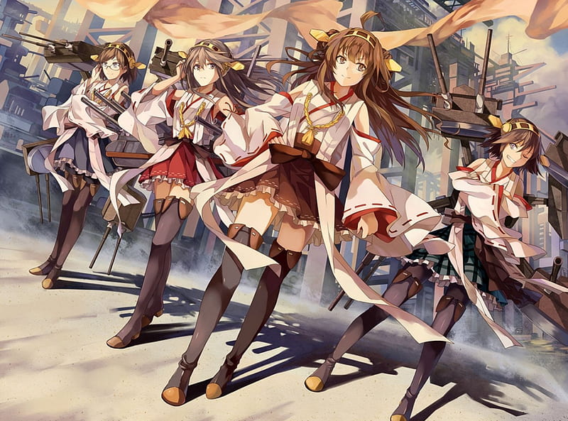 Kongou Fleet, KanColle, Haruna, Fleet Girls, Hiei, Kongou, Kantai Collection, Kirishima, HD wallpaper