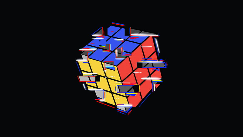 Rubik Cube Abstract , abstract, dark, black, HD wallpaper