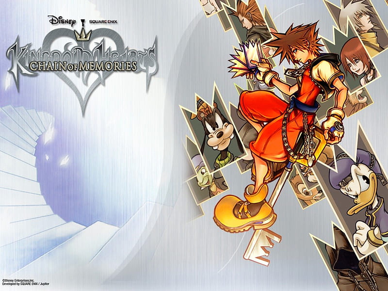 Kingdom Hearts Chain of Memories, Jimminy, Axel, Riku, Kairi, Sora, Donald, Goofy, Kingdom Hearts, HD wallpaper