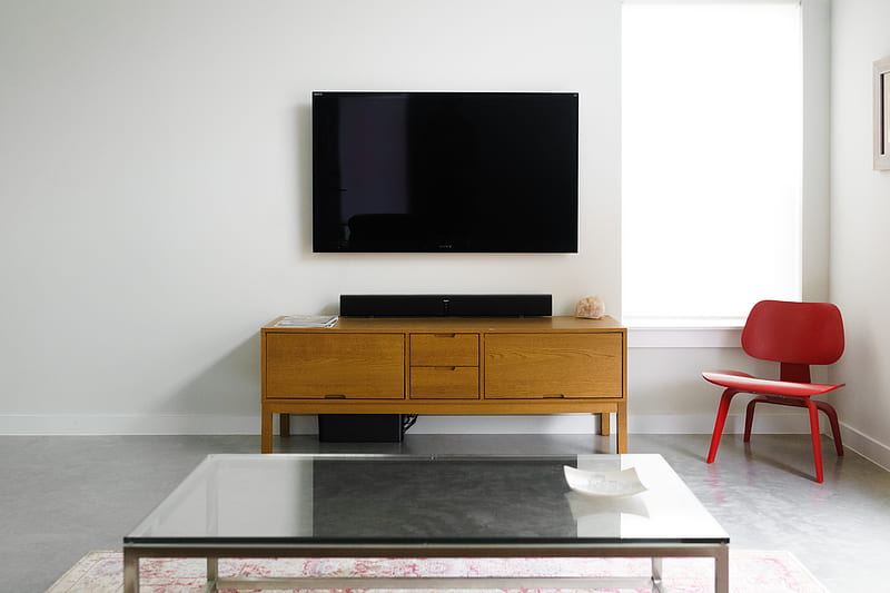 flat screen wall-mount TV inside room, HD wallpaper