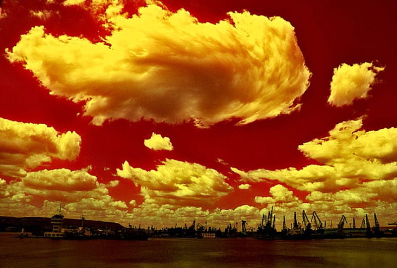 Dockland Majesty, yellow, sky, wind, docks, HD wallpaper