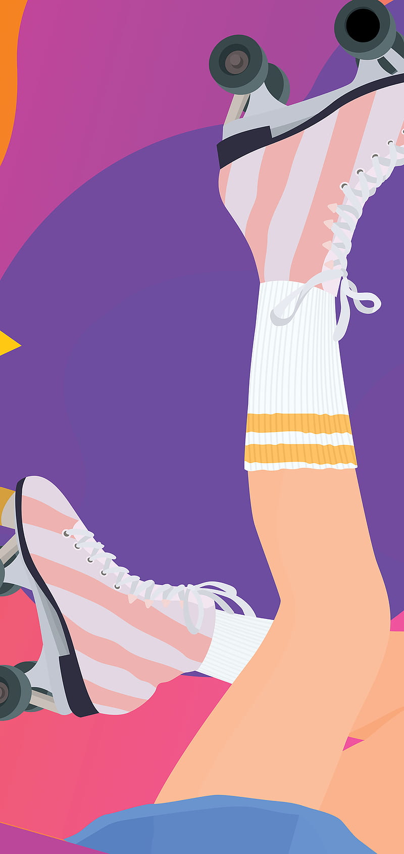 S10 Roller Skates, Kiss, S10, girl, legs, pink, purple, roller skates, s10 cutout, skates, socks, stripes, wheels, HD phone wallpaper