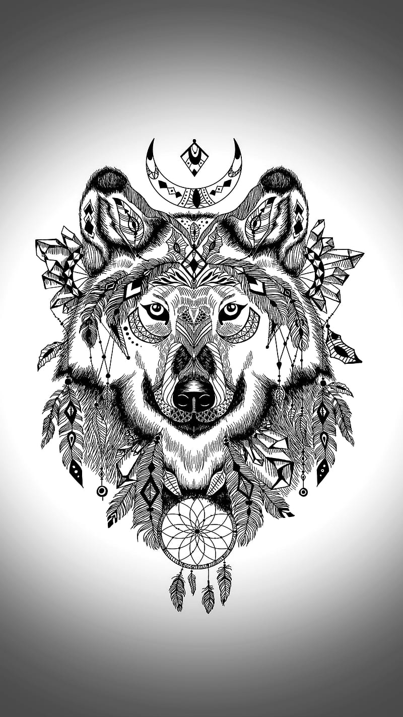 Wolf, air, cool, hipster, roses, skull, skulls, tattoo, white, HD phone wallpaper
