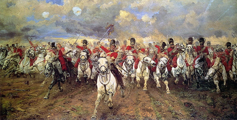 Scotland Forever, red, art, man, horse, battle, painting, scotland, white, pictura, HD wallpaper