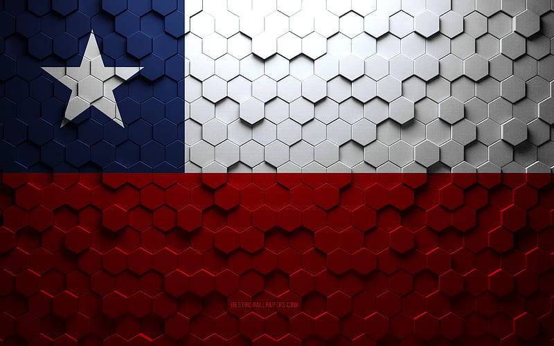 Flag of Chile, honeycomb art, Chile hexagons flag, Chile, 3d hexagons art, Chile flag, HD wallpaper
