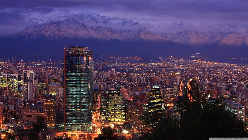 Santiago, Chile at Night, architecture, santiago chile at night, cityscape, santiago chile, HD wallpaper