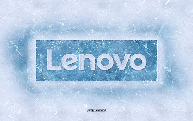 Lenovo logo, big ice logo, winter concepts, snow texture, snow background, Lenovo ice emblem, winter art, Lenovo, HD wallpaper