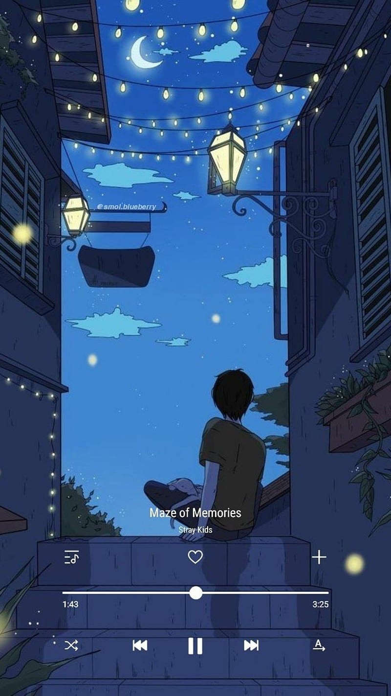 Anime boy, alone, art, blue, HD phone wallpaper