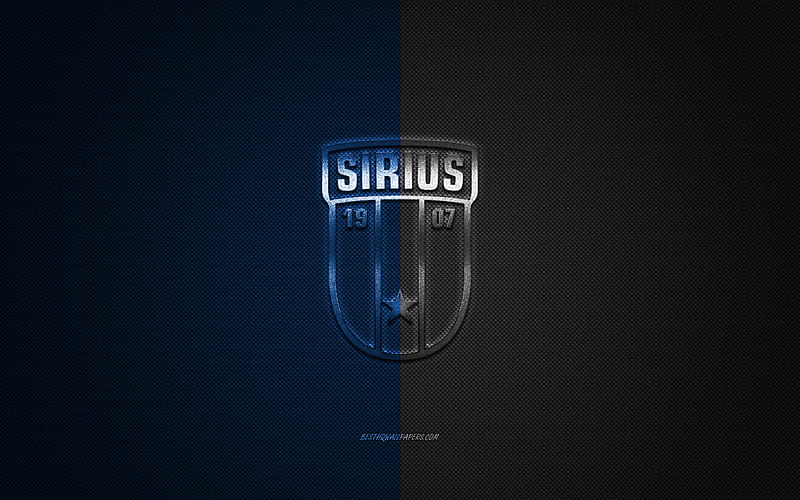 IK Sirius, Swedish football club, Allsvenskan, blue black logo, blue black carbon fiber background, football, Uppsala, Sweden, IK Sirius logo, HD wallpaper