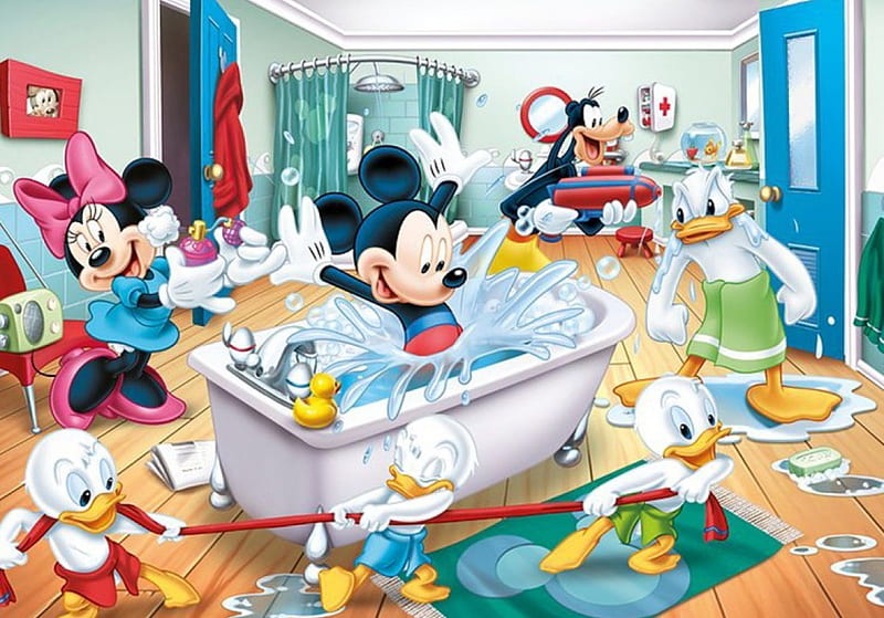 Mickey Mouse & Friends: Super Bath, freinds, donald, mause, cartoon, mickey,  HD wallpaper | Peakpx