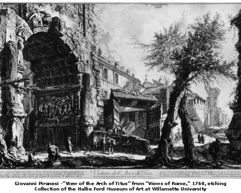 Giovanni Piranesi - View of the Arch of Titus, etching, rome, italian, eighteenth century, HD wallpaper