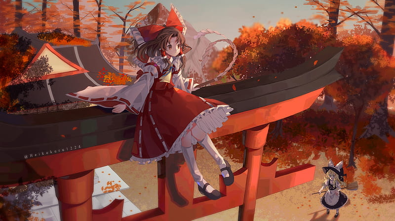 Anime, Touhou, Marisa Kirisame, Reimu Hakurei, HD wallpaper | Peakpx