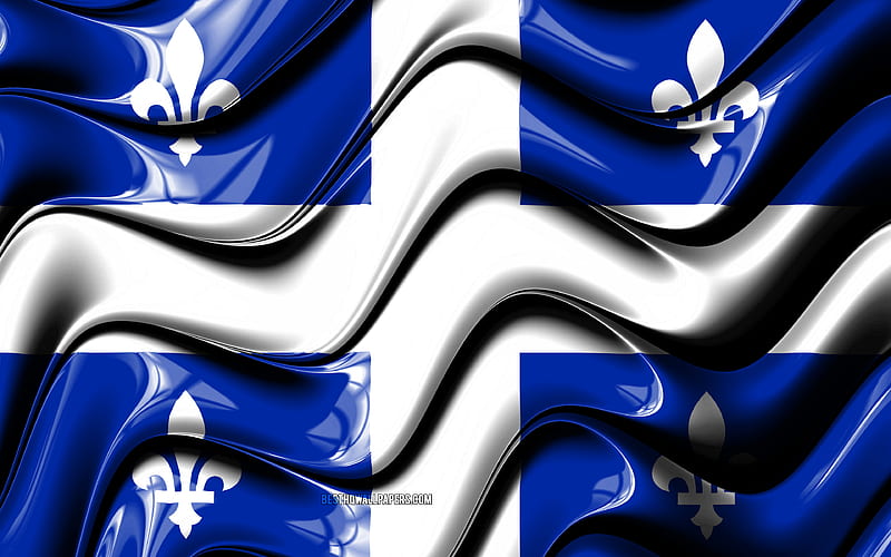 Quebec flag Provinces of Canada, administrative districts, Flag of Quebec, 3D art, Quebec, canadian provinces, Quebec 3D flag, Canada, North America, HD wallpaper