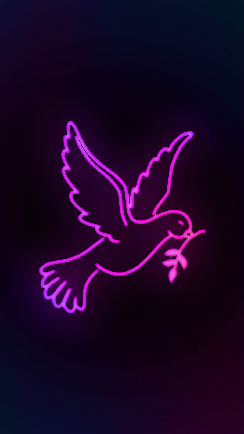 Bird, background, black, domo, girl, kus, logo, neon, pure, HD phone wallpaper