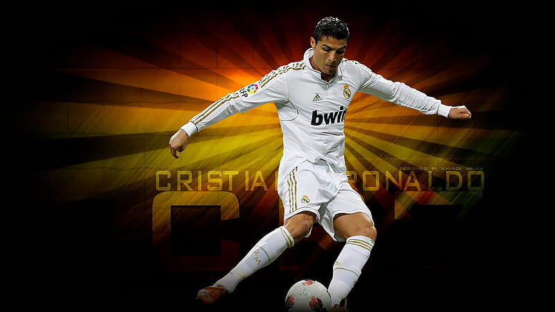 Ronaldo With Ball Is Wearing White Sports Dress Ronaldo, HD wallpaper