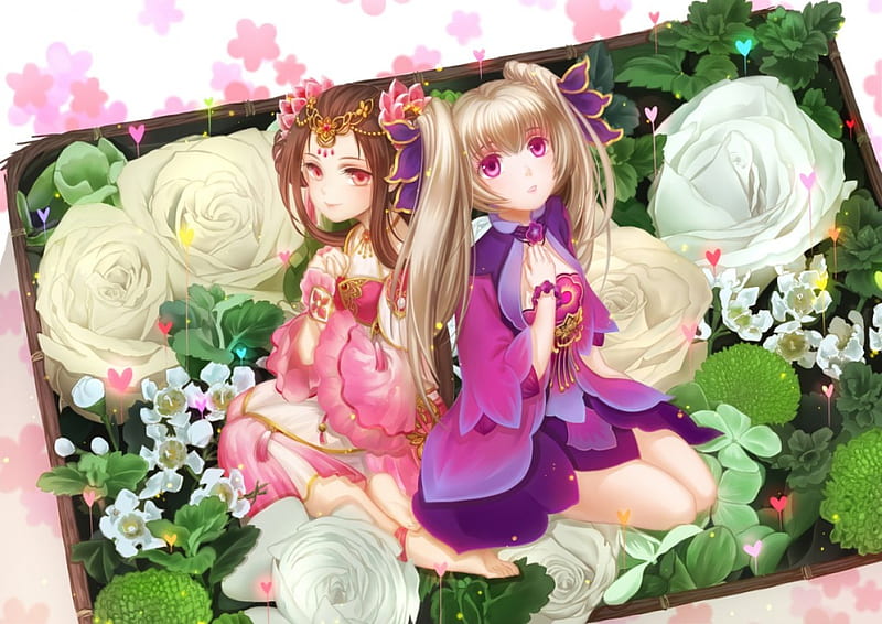 Flower Child, pretty, dress, blond, rose, adorable, floral, sweet, blossom, nice, twin tail, loli, anime, beauty, anime girl, long hair, female, lovely, twintail, gown, lolita, blonde, blonde hair, twintails, twin tails, blond hair, cute, kawaii, girl, beuatiful, flower, HD wallpaper