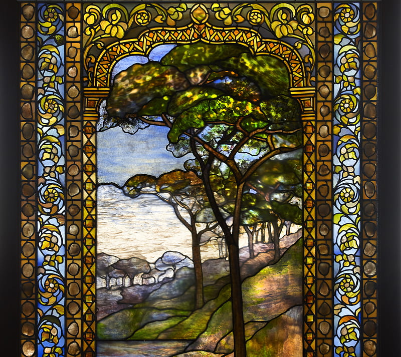 Tiffany Glass, stained glass, tree, HD wallpaper