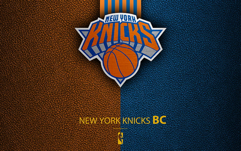New York Knicks logo, basketball club, NBA, basketball, emblem, leather texture, National Basketball Association, New York, USA, Atlantic Division, Eastern Conference, HD wallpaper