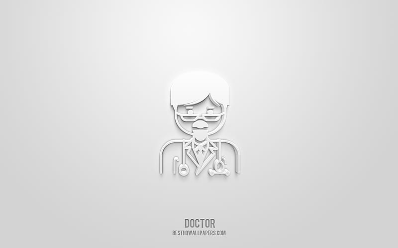 Doctor 3d icon, white background, 3d symbols, Doctor, Medicine icons, 3d icons, Doctor sign, Medicine 3d icons, HD wallpaper