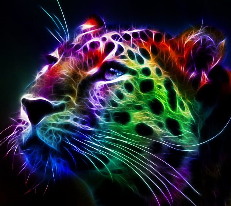 Fractal Tiger, abstract, colorful, HD wallpaper