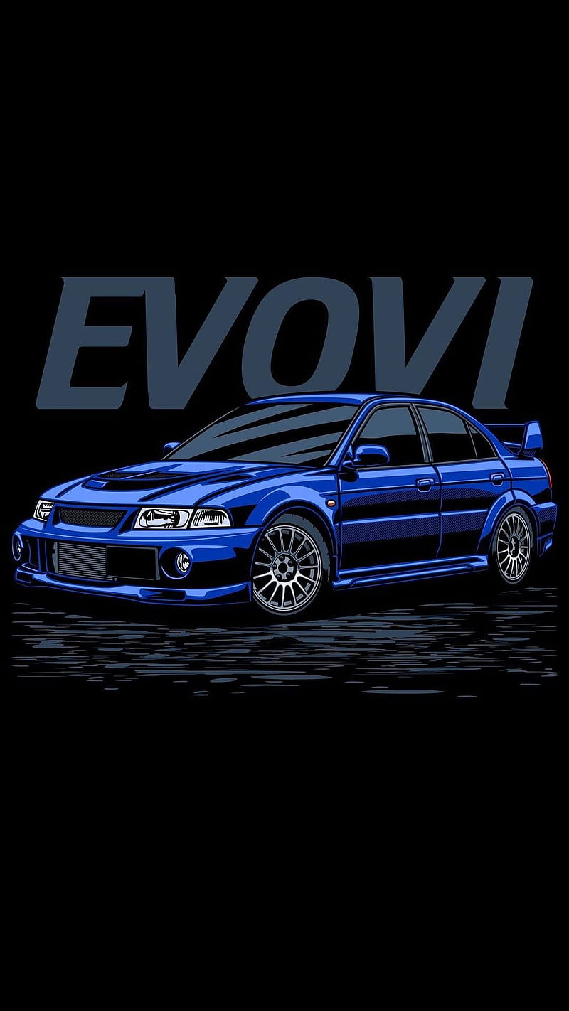 Mitsubishi, blue, car, evo, jdm, lancer, minimalistic, modified, tunning, HD phone wallpaper
