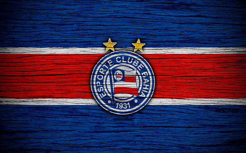 Bahia Brazilian Seria A, logo, Brazil, soccer, Bahia FC, football club, EC Bahia, wooden texture, FC Bahia, HD wallpaper
