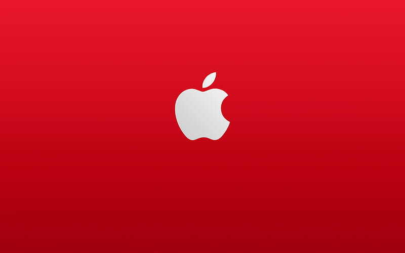 Apple logo, red background, minimalism, stylish apple art, HD wallpaper