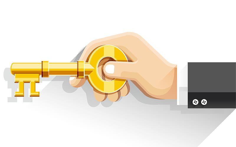 Key to success, business concepts businessman with key, golden key, art, business, HD wallpaper