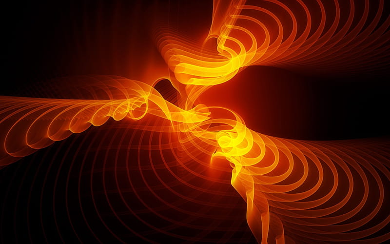sound wave, sound, abstract, orange, wave, HD wallpaper